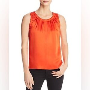 Boss Hugo Boss. Ivanica Shirred Sleeveless Blouse. Sunset Orange. Size 4.